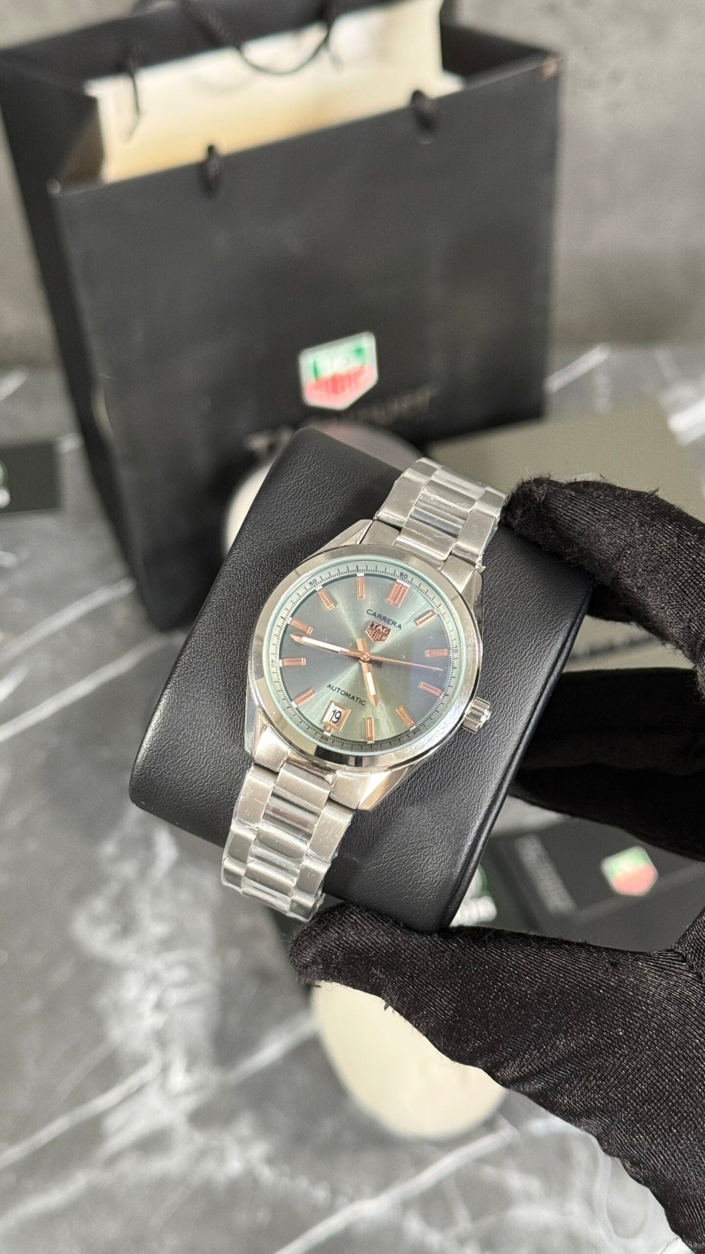 TH CARRERA 36MM (PLATA/VERDE)