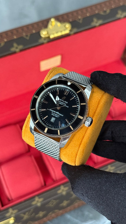 BRTLNG SUPER OCEAN NEGRO (PLATA/ORO) 46MM