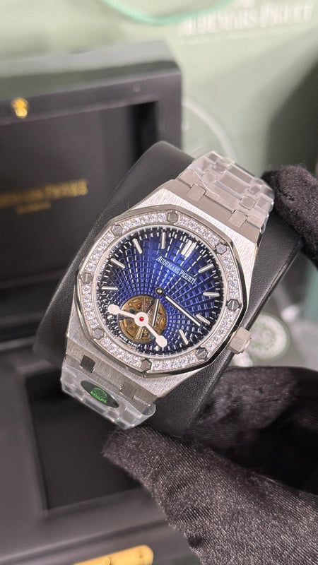 AP ROYAL OAK TURBILLON (PLATA/AZUL) DIAMANTES