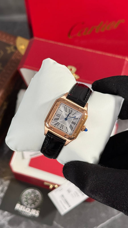 CRT SANTOS- DUMONT (NEGRO/ORO ROSA) 28MM