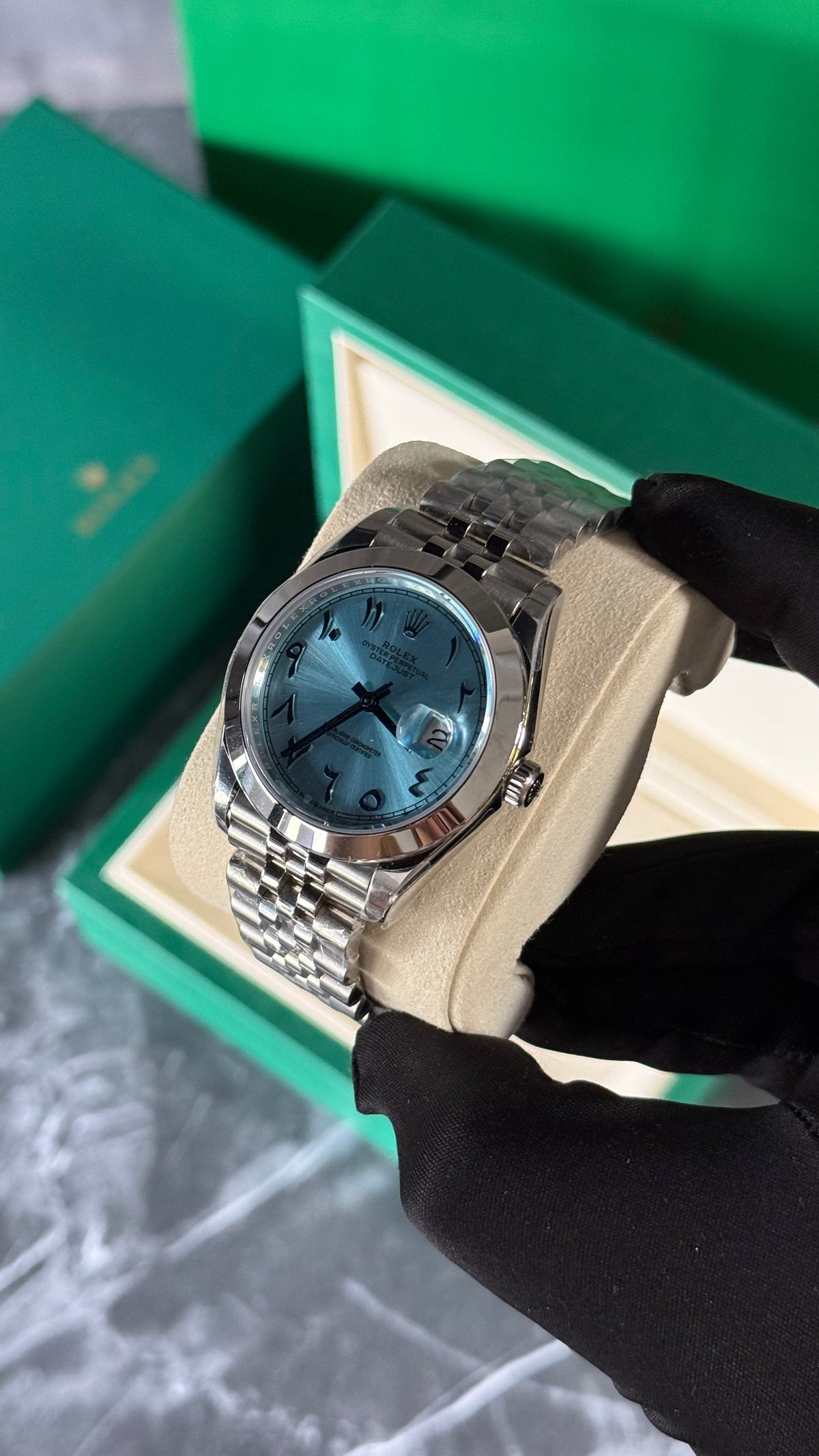 RLX DATEJUST JUBILEE (PLATA/AZUL-ARABIC) liso
